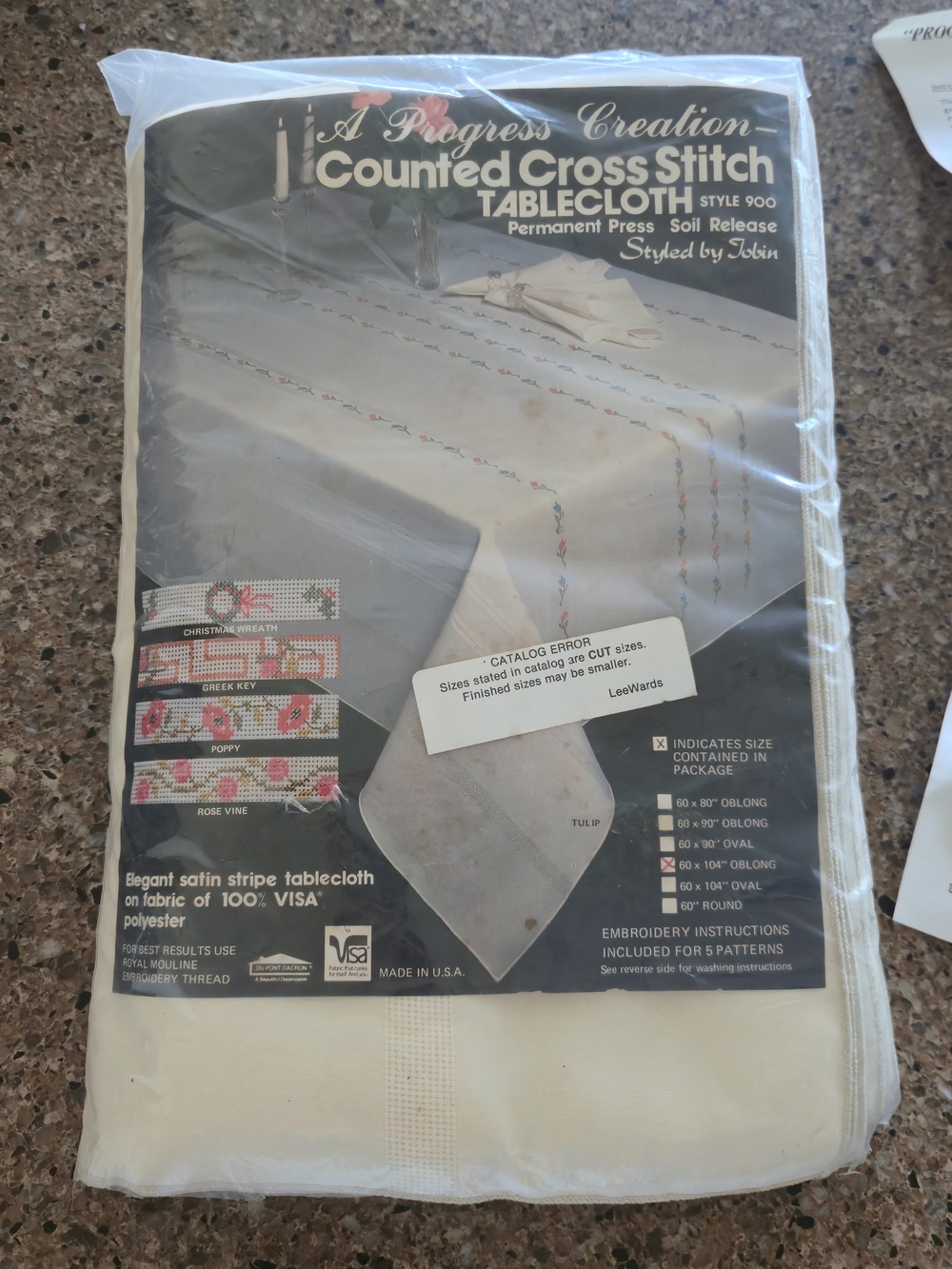 Vintage Progress Creation Cross Stitch Tablecloth Blank Kit 60x104